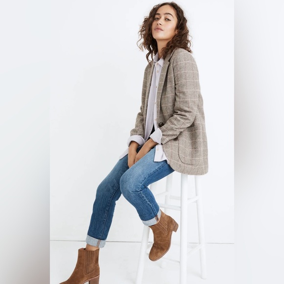 Madewell Womens Larsen Blazer in Plaid Herringbne Windw Weath Grove Brown - Picture 4 of 16